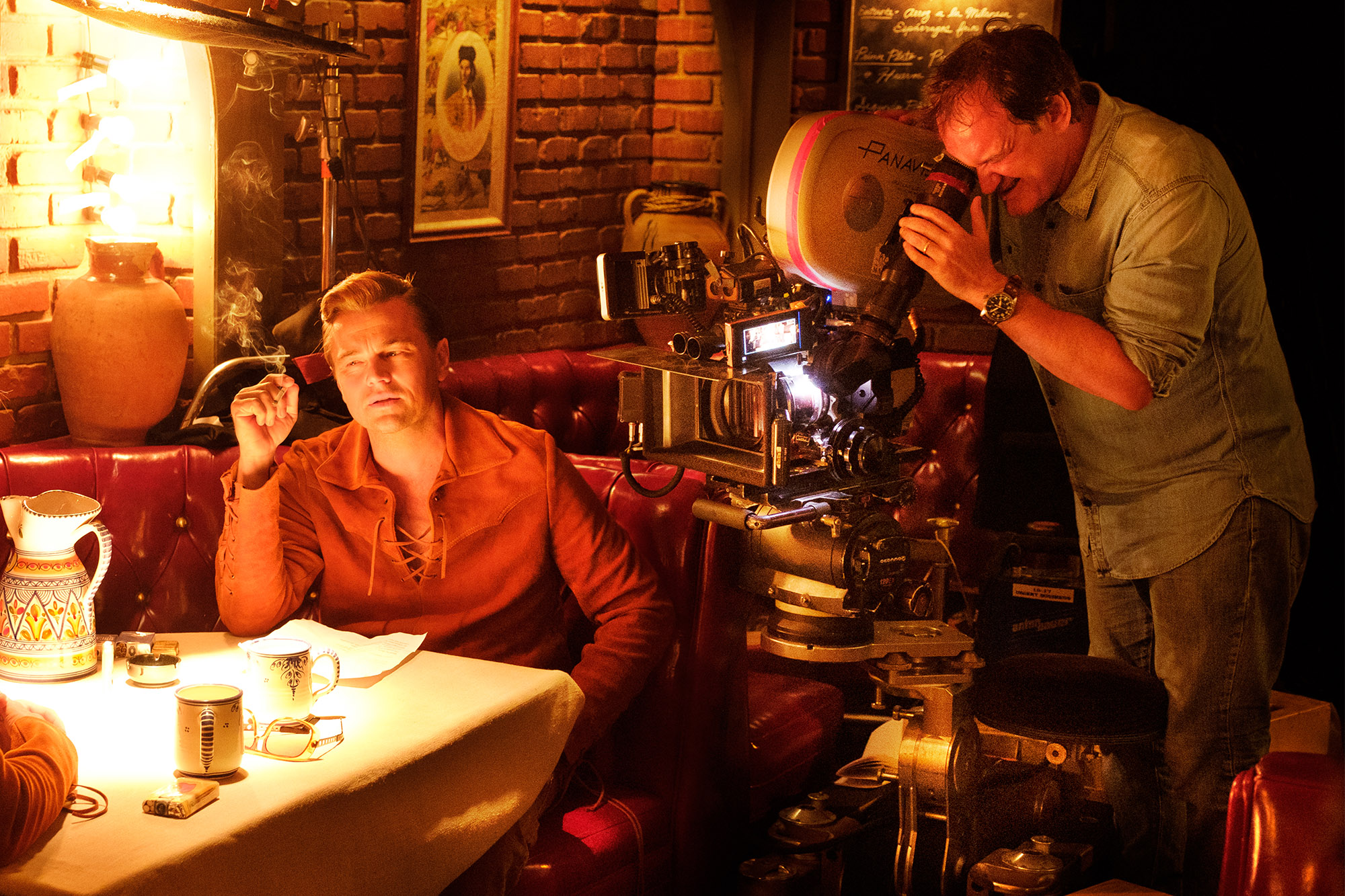 Leonardo DiCaprio and Quentin Tarantino on the set of 'Once Upon a Time in Hollywood'