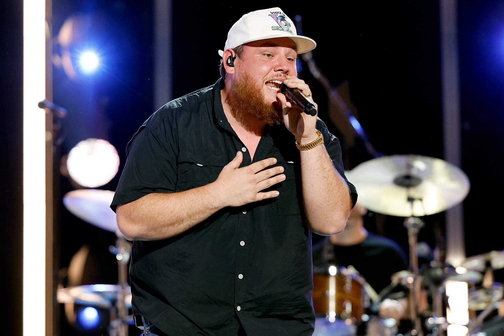 Luke Combs performing at CMA Fest 2023 in June