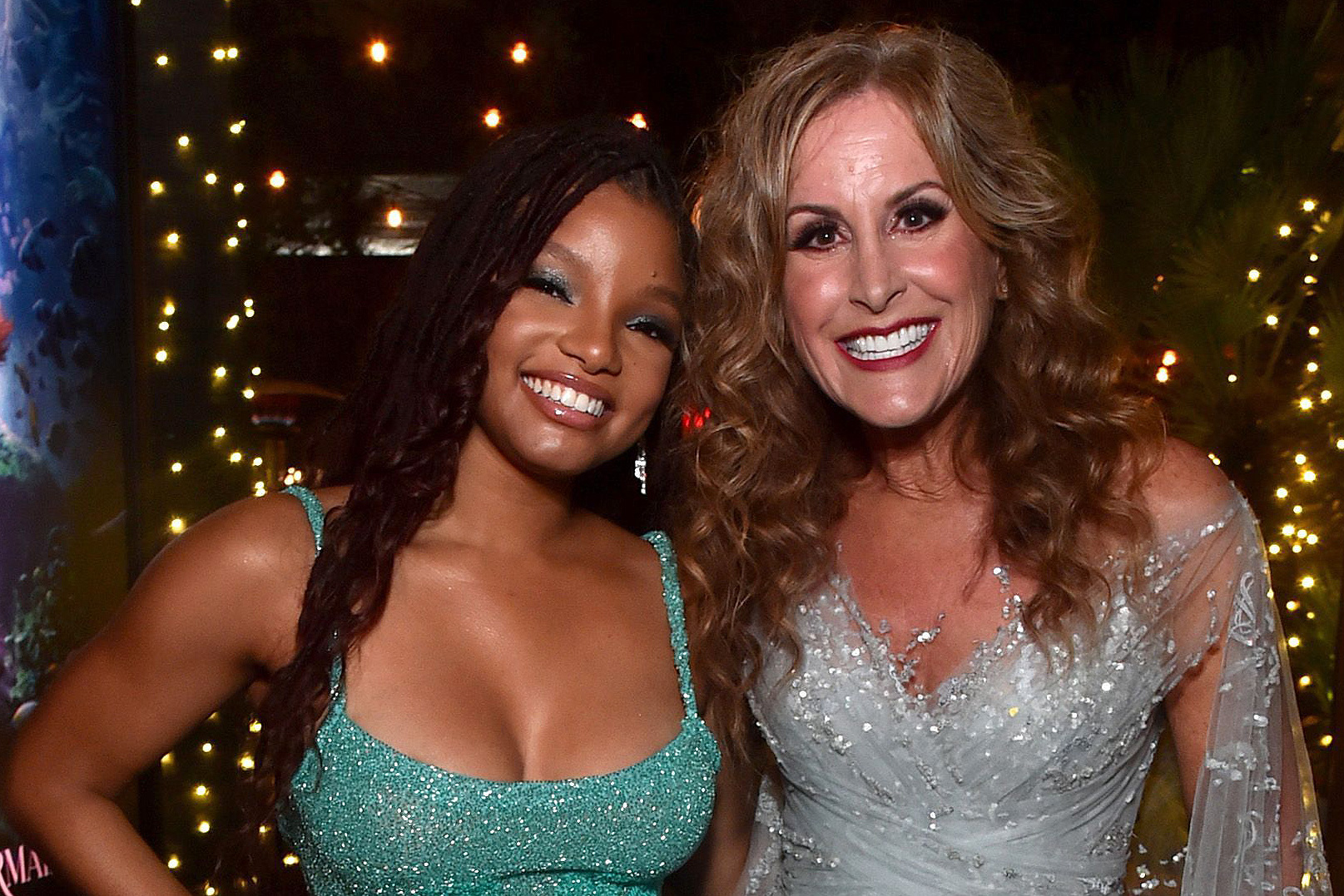 Halle Bailey and Jodi Benson attend the World Premiere of Disney's live-action feature "The Little Mermaid" at the Dolby Theatre in Los Angeles, California on May 08, 2023.