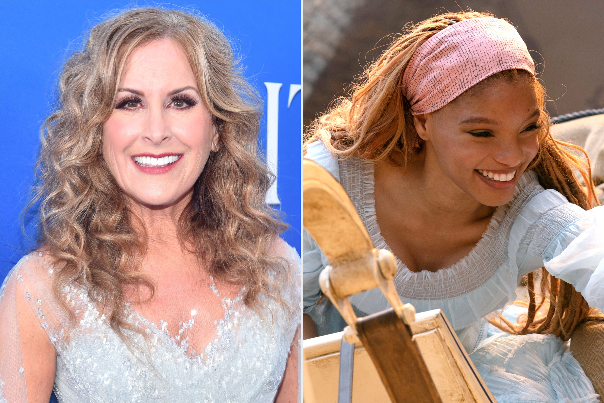 Jodi Benson attends the World Premiere of Disney's live-action feature "The Little Mermaid" at the Dolby Theatre in Los Angeles, California on May 08, 2023. (Photo by Alberto E. Rodriguez/Getty Images for Disney); Halle Bailey as Ariel in Disney's live-action THE LITTLE MERMAID. Photo by Giles Keyte. © 2023 Disney Enterprises, Inc. All Rights Reserved.