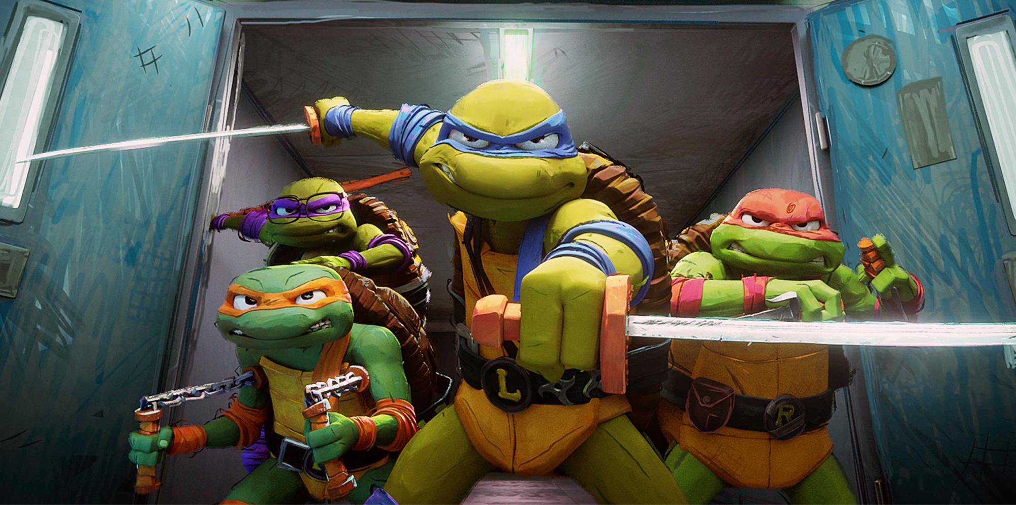 The Teenage Mutant Ninja Turtles as they appear in new film 'Mutant Mayhem'