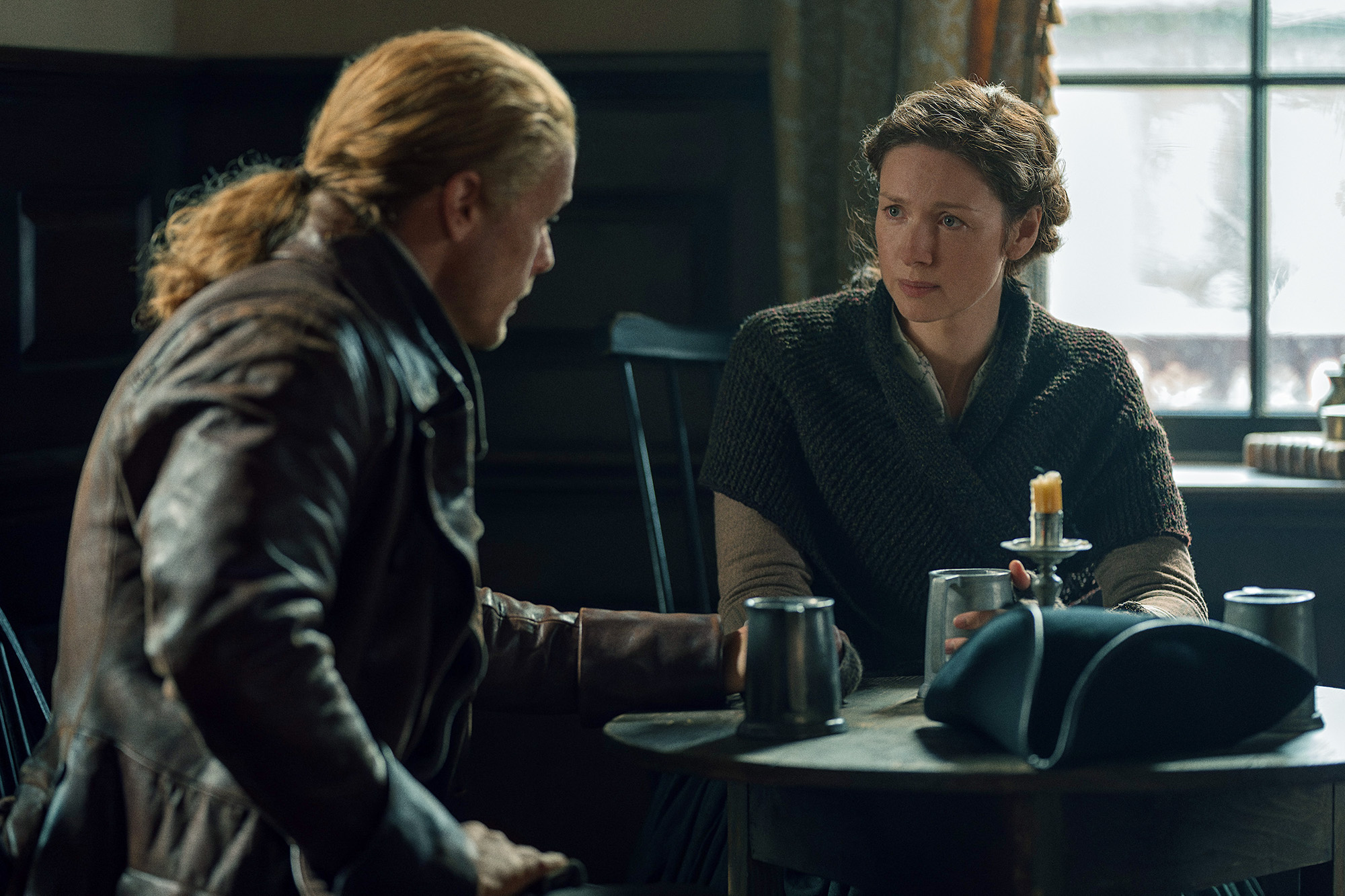 wilmington; jamie fraser (sam heughan); Claire Fraser (Caitríona Balfe) Outlander - Season 7 2023