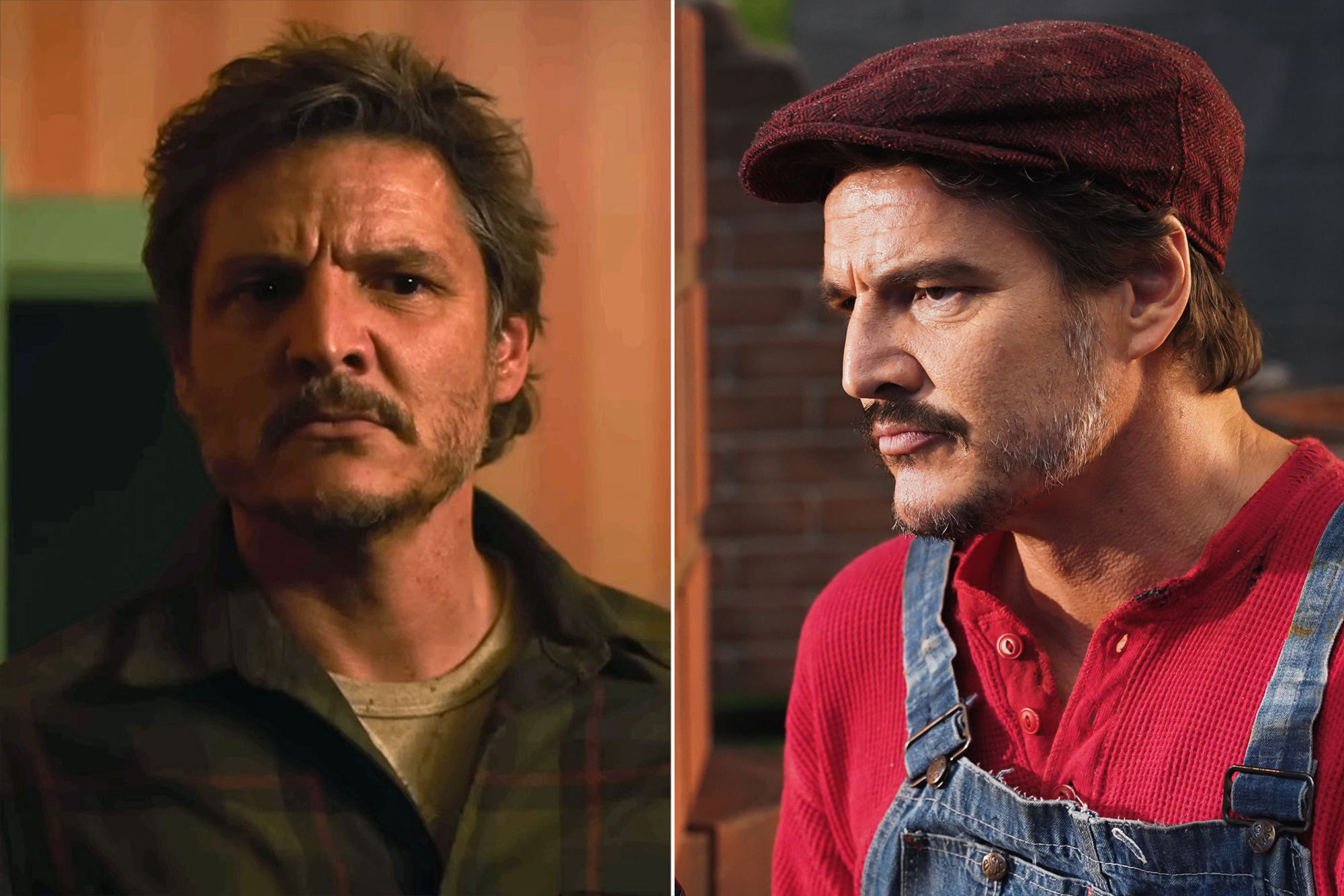 Pedro Pascal in 'The Last of Us' and 'Saturday Night Live,' respectively