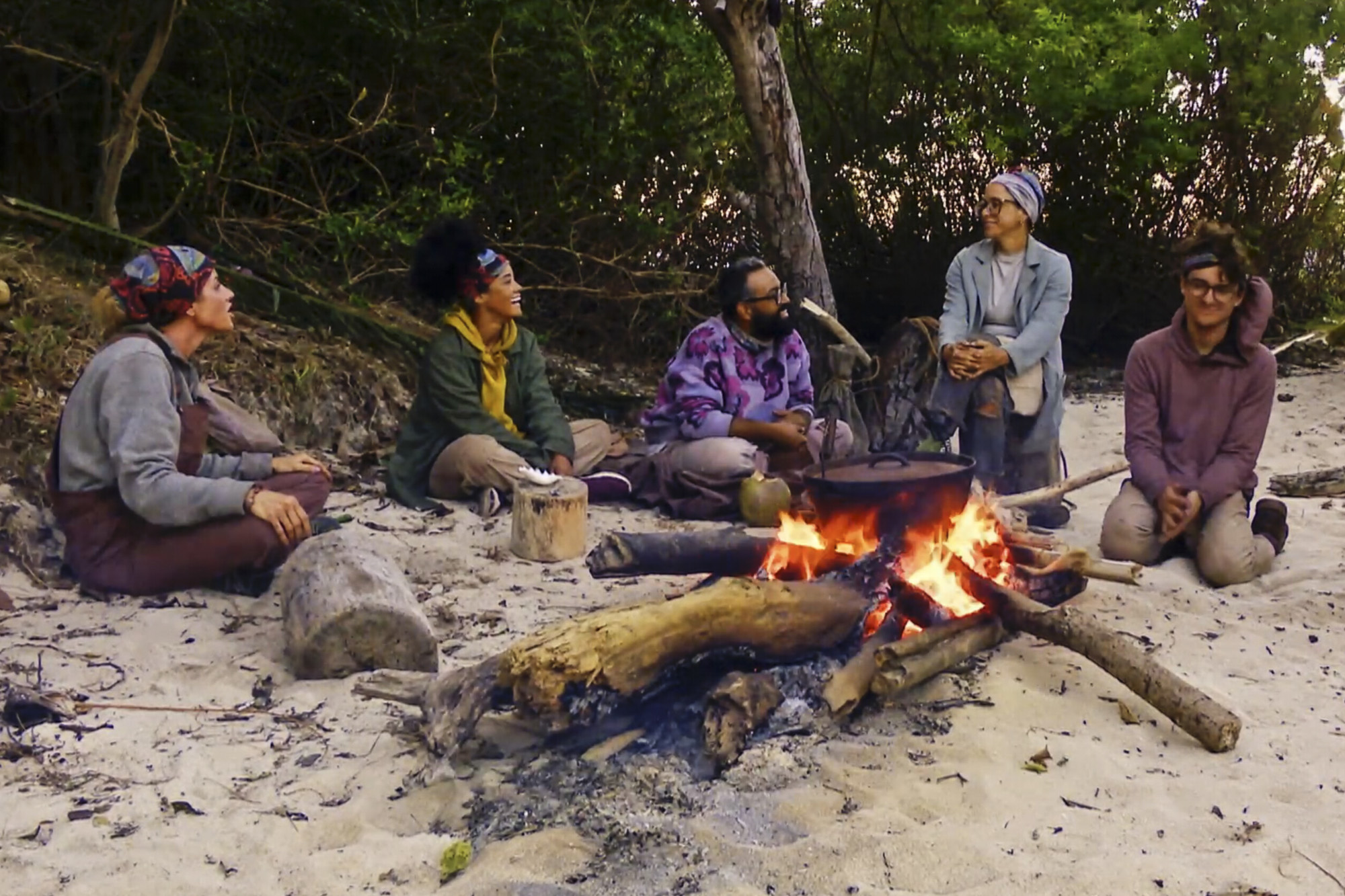 Carolyn Wiger, Lauren Harpe, Yam Yam Arocho, Heidi Lagares-Greenblatt, and Carson Garrett on 'Survivor 44'