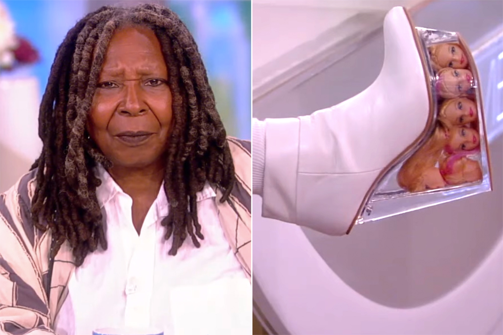 Whoopi Goldberg shows off decapitated Barbie heads in her shoes on 'The View'